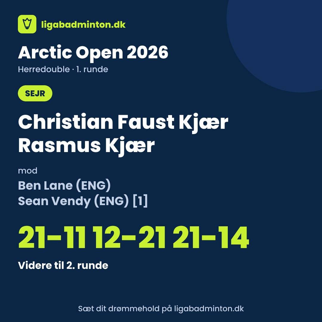 Christian Faust Kjær og Rasmus Kjær slår førsteseedede Ben Lane og Sean Vendy i Arctic Open